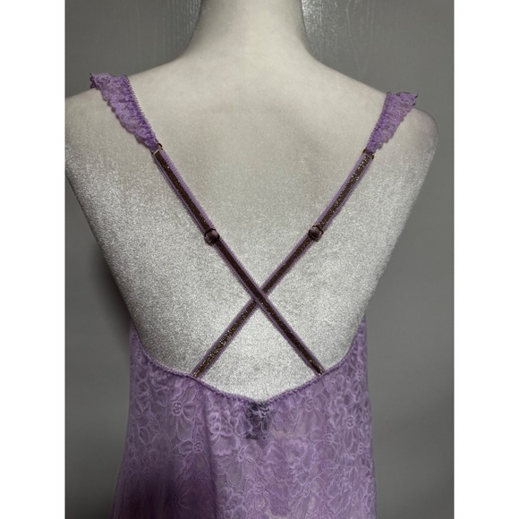 Victoria's Secret Lace Slip Dress Purple Lingerie Mini Dress Back Sleeveless LG - Picture 4 of 5